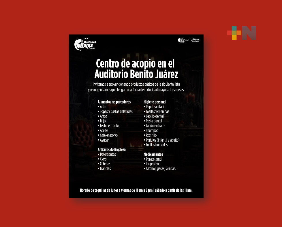 Halcones Rojos Veracruz abren centro de acopio para damnificados de Guerrero
